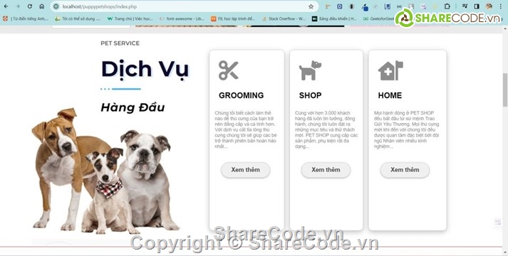 Code web,Web bán hàng,thú cưng,web php